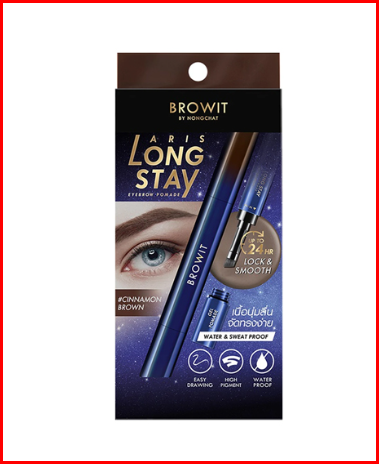 Bút Kẻ Mày, Kẻ Mắt Browit By Nongchat Aris Long Stay Eyebrow Pomade Kết Cấu Gel Không Trôi, Chống Thấm Nước 1.6g