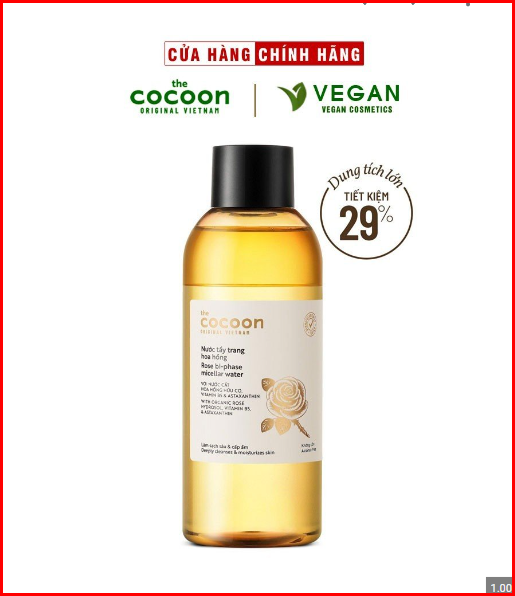(Hoa Hồng TT 310ml) Nước tẩy trang Hoa Hồng Cocoon 310ml - Việt