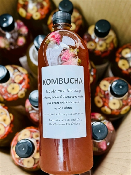 Kombucha đường thốt nốt vị hoa hồng 1 lít