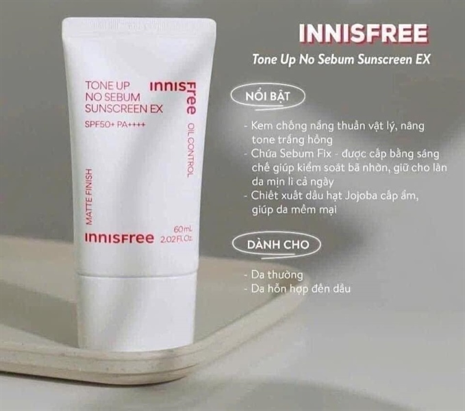 INNISFREE - Chống nắng Tone Up No Sebum - 60ml