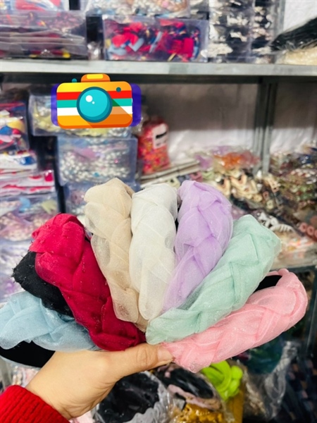 Cài Tóc Bện Voan xước tua rua lấp lánh