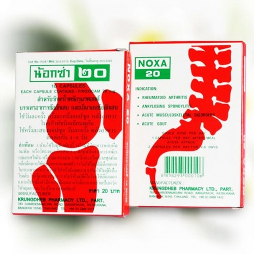 1 hộp THUỐC TRỊ ĐAU NHỨC XƯƠNG KHỚP NOXA 20 THÁI LAN