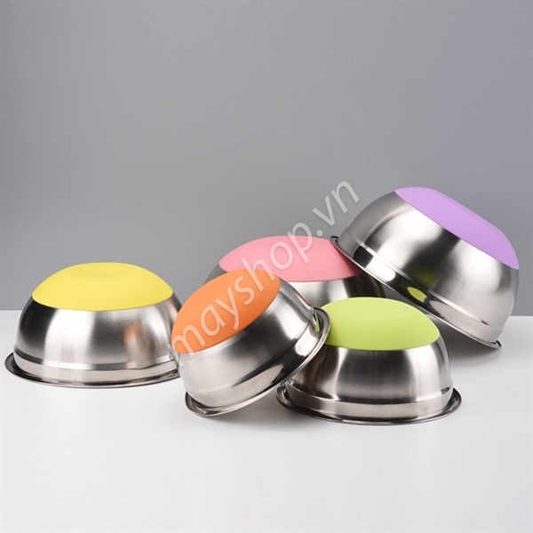 Âu inox đáy silicone nhiều màu (20cm)