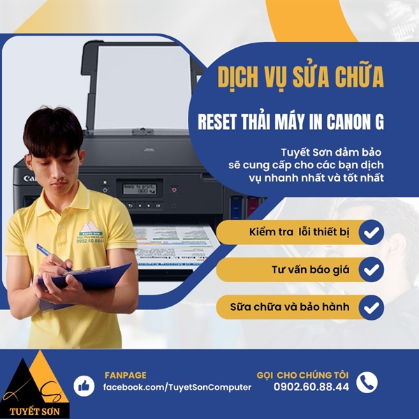 display Dịch vụ reset thải - lỗi 5B00 máy in Canon pixma G 1