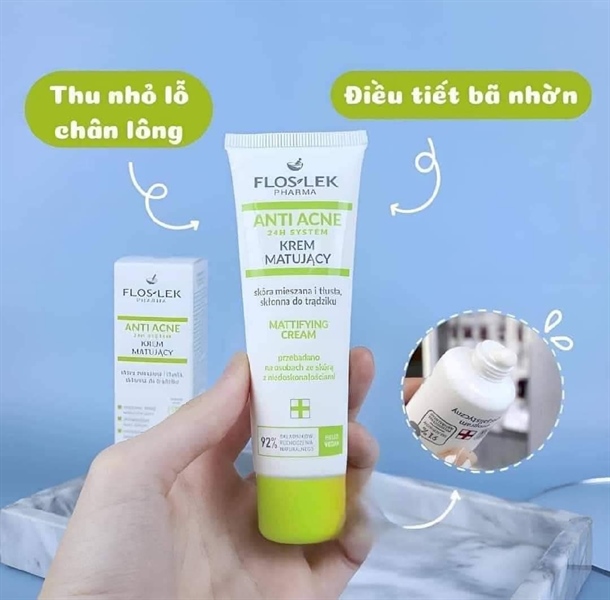 Kem dưỡng Floslek Pharma Anti Acne Mattifying Cream dưỡng ẩm, kiểm soát dầu nhờn 50ml