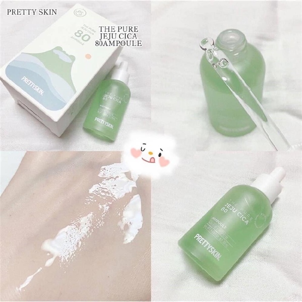Serum Prettyskin The Pure Jeju Cica 80 Ampoule tinh chất rau má dưỡng da mịn màng, dưỡng ẩm, giảm dầu 50ml