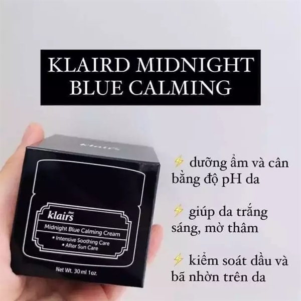 Kem dưỡng Klairs Midnight Blue Calming Cream dưỡng ẩm, làm dịu & phục hồi da ban đêm 30ml