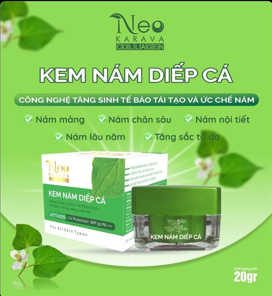 Kem Neo Kavara Collagen giúp làm mờ nám diếp cá dưỡng trắng, giữ ẩm, cải thiện đỏ da, mờ nám, mờ tàn nhang, đồi mồi 20g