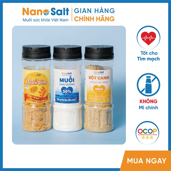 Combo 1 lọ muối DD + 1 lọ bột canh + 1 lọ muối tôm