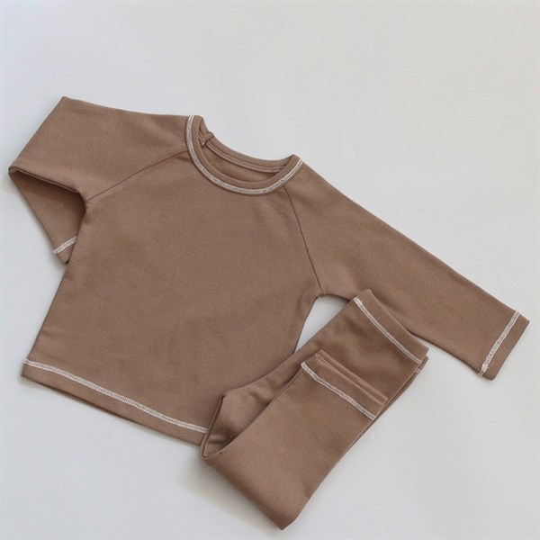Bộ mặc nhà thun cotton màu nâu