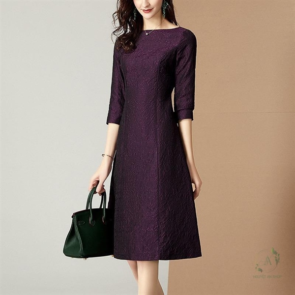 Váy nữ tay lửng màu tím