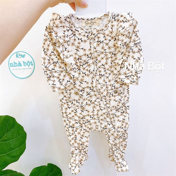 Sleepsuit Nhiều hãng 021221 trắng hoa lá nhí