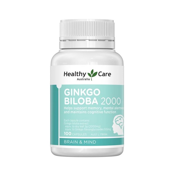 Viên uống Ginkgo Biloba Healthy Care Úc 2000mg (H/100v)
