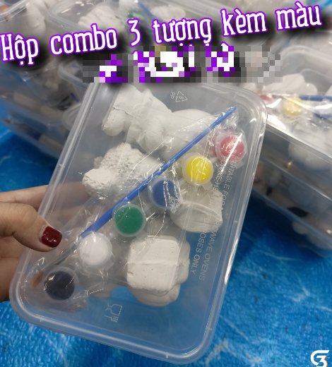 Hộp combo 3 tượng tô tặng kèm màu size 5cm