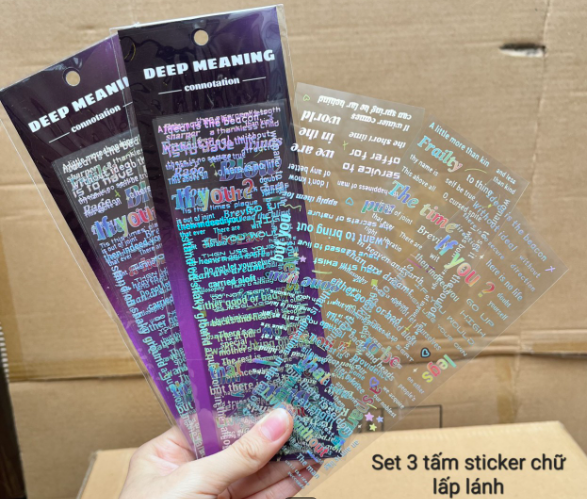 SET 3 TẤM STICKER CHỮ LẤP LÁNH