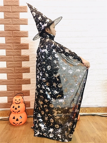 Áo choàng phù thủy lấp lánh trẻ em người lớn size S 80cm