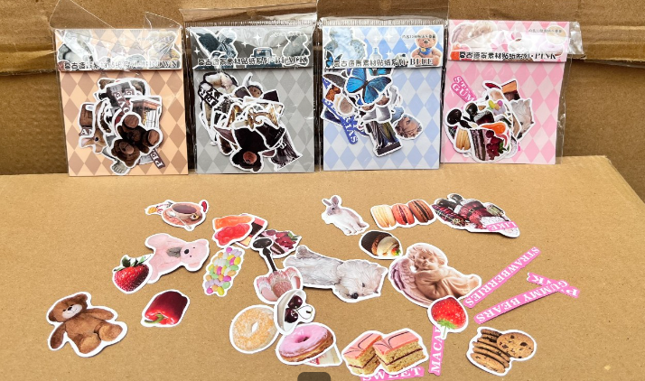 Túi 30 stickers giấy mẫu mới PINK