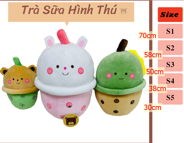 Hoa Thái- Gấu bông trà sữa số 4 hình t hỏ, gấu 38cm