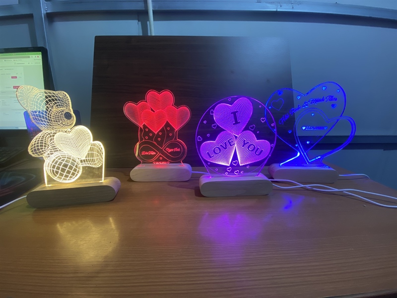 KG-decor mica trái tim, chữ love, gấu