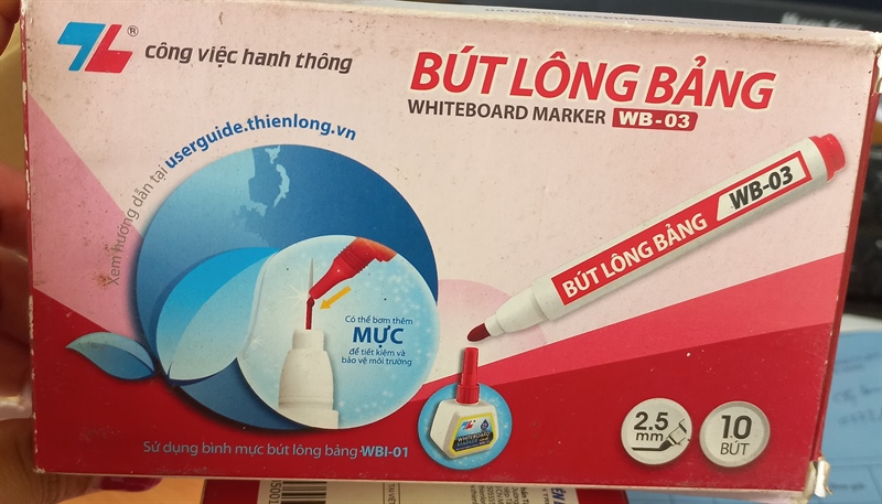 BÚT LÔNG BẢNG WB-03 THIÊN LONG MÀU ĐỎ