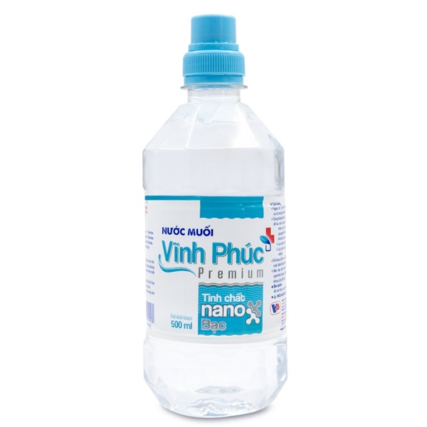 NƯỚC MUỐI VĨNH PHÚC PREMIUM NANO BẠC 500ml Sát khuẩn họng, vết thương