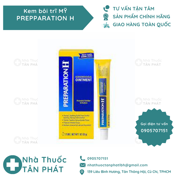 Kem bôi Trĩ PreparationH điều trị các triệu chứng ngứa, nóng rát, ngăn ngừa viêm nhiễm, giúp co búi trĩ