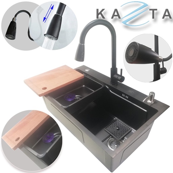 Bộ chậu chén Kazta CV7846-1HD2 vòi nóng lạnh 6495 (I)