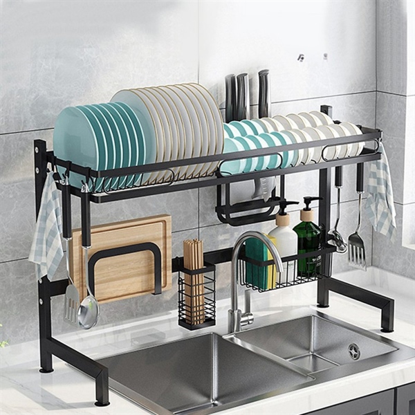 Kệ chén đặt chậu 1 tầng đen (I)