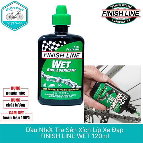 Dầu Nhớt Tra Sên Xích Líp Xe Đạp FINISH LINE WET 120ml – Chính Hãng