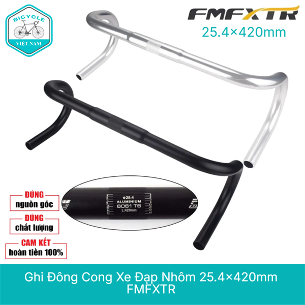 Ghi Đông Cong Xe Đạp Nhôm FMFXTR 25.4x420mm – Siêu Nhẹ, Bền Đẹp