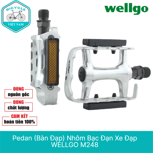 Pedan Bàn Đạp Nhôm Xe Đạp WELLGO M248 – Bạc Đạn, Chống Trượt, Dành Cho MTB & Touring