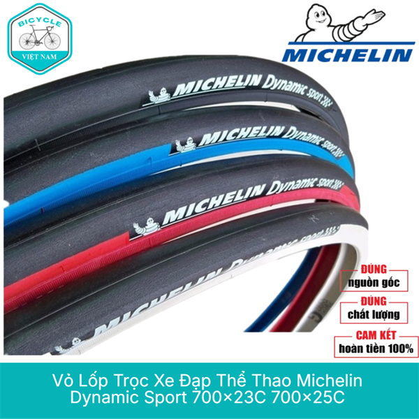 Vỏ Lốp Trọc Xe Đạp MICHELIN DYNAMIC SPORT 700x23C / 700x25C / 700x28C – Đen, Trắng, Đỏ, Nâu