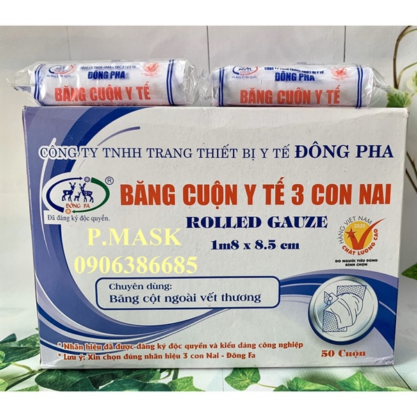 Băng cuộn y tế 3 con nai 1.8m x 8.5cm