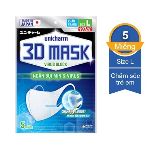 Khẩu trang 3D mask virus block ( ngăn bụi mịn & vius) 2 miếng