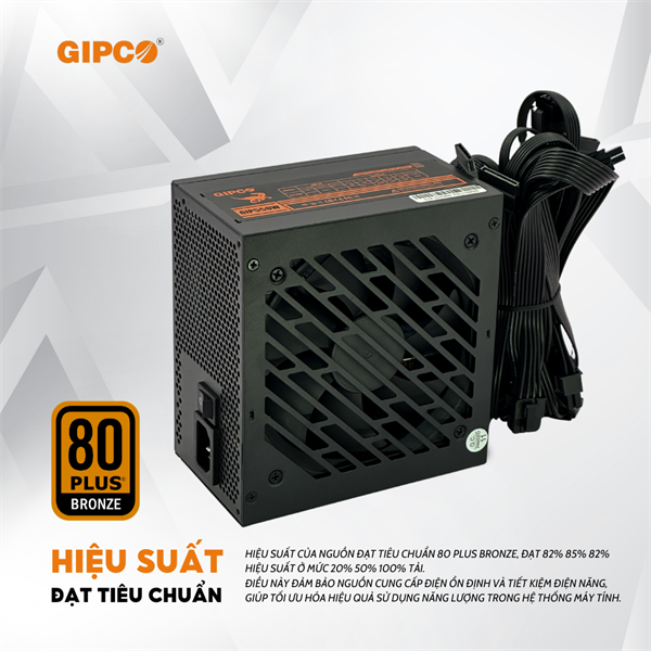 Nguôn máy tính GIPCO 500W 80Plu - Full công suất - Chính hãng