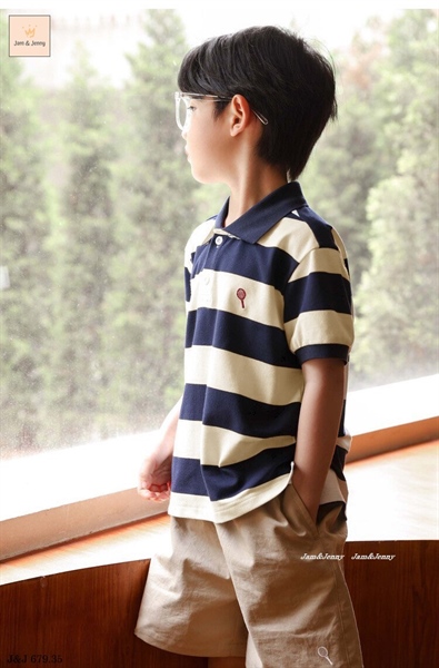 P641 Set áo kẻ cổ polo