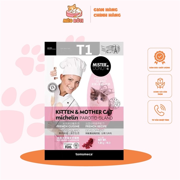 Mister Donut T1 cho mèo mẹ và mèo con bao 9kg.