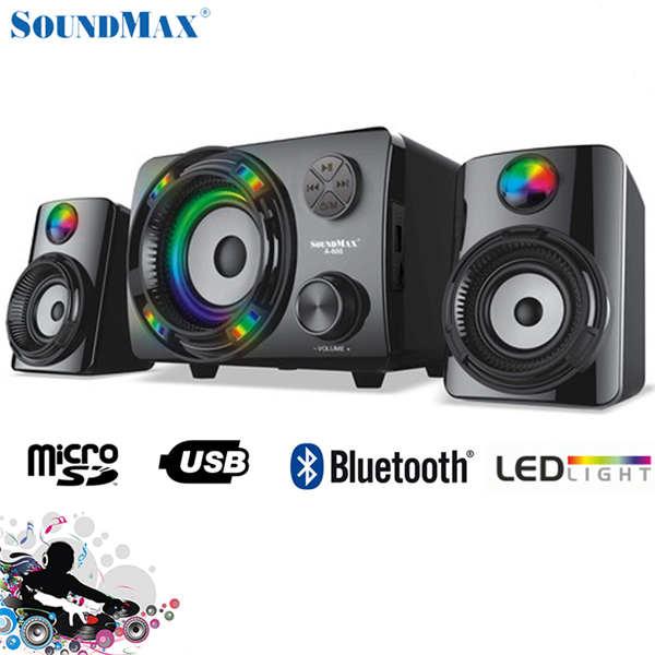 Loa 2.1 SOUNDMAX A828 Chính hãng (USB, Thẻ nhớ, Bluetooth, Remote, Kết nối 220V)
