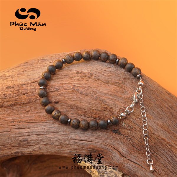 Lắc Tay Trầm Rục Philip Phối Bạc 925 Và Đá Hematite