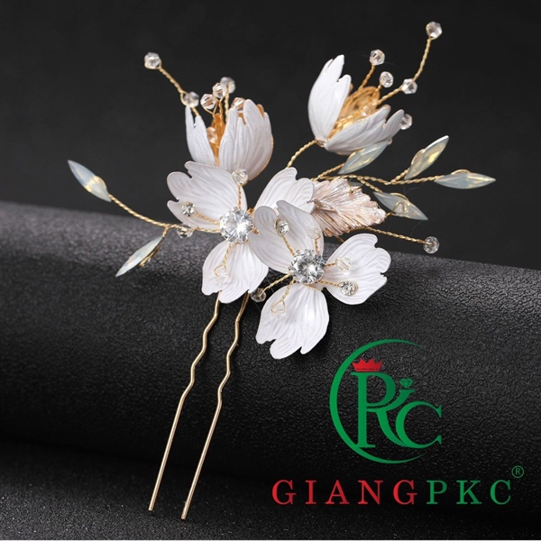 Trâm hoa cài tóc cô dâu 1 cái hoa kim loại Giangpkc 82023