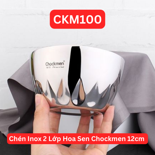 S112 - C100 Chén Inox 2 Lớp Hoa Sen 12cm (Đơn) CKM-JY12LTS [T72]