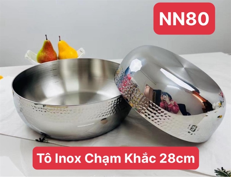 S357 - O80 Tô Inox Chạm Khắc 28cm Oyatton OYT-AL80P28 [T14]