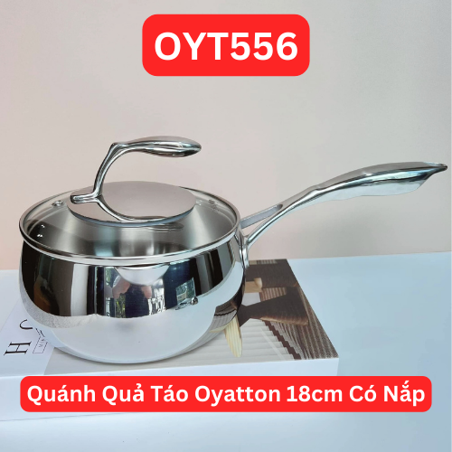 S535 - O556 Quánh Chảo Sâu Lòng Dáng Quả Táo Oyatton 18cm Kèm Nắp OYT-AL18M9 [T8]