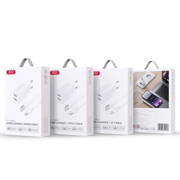 Bộ Sạc 2.4A (Dây USB to Micro) XO L109 EU Trắng