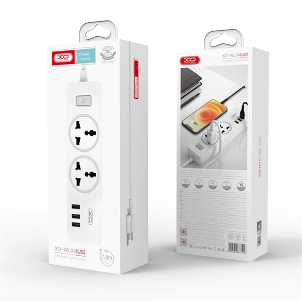 Ổ Điện XO WL04 (US) 10A 3 Cổng USB Dài 1.8M-Trắng