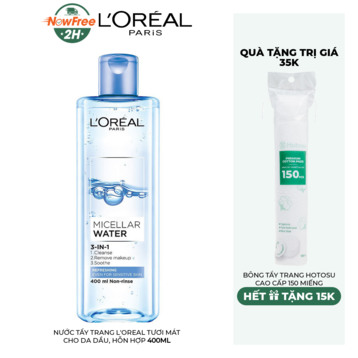 Nước Tẩy Trang L'Oreal Tươi Mát Cho Da Dầu, Hỗn Hợp 400ml