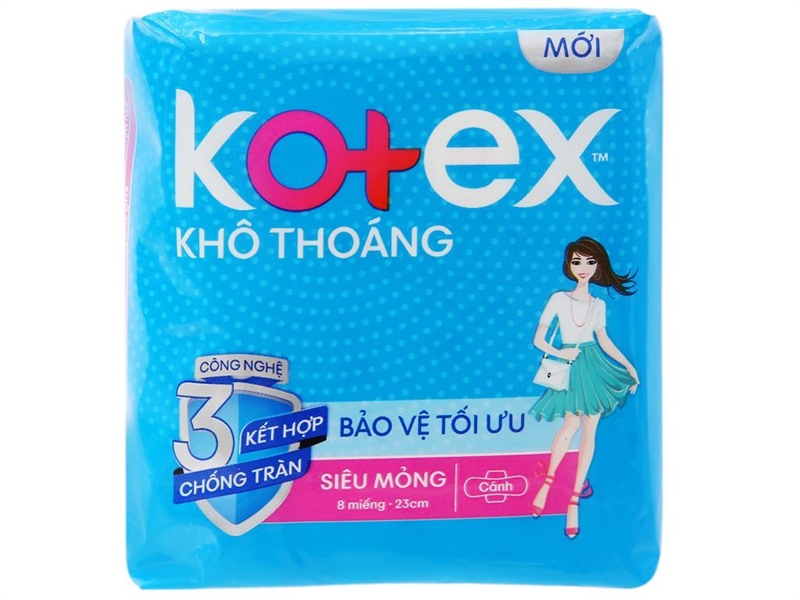 Băng Vệ Sinh Kotex Khô Thoáng Siêu Mỏng Cánh 8 Miếng