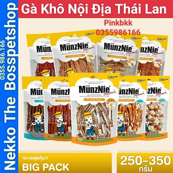 (GIÁ SỈ) Snack ăn vặt Mèo và Chó Gà khô Munznie 20 mẫu