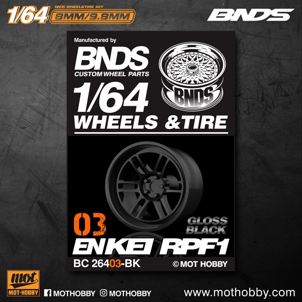 Bánh xe 1/64 BNDS 9,8mm Code BC26403-BK