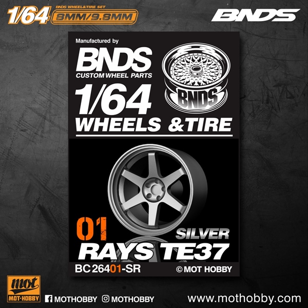 Bánh xe 1/64 BNDS 9,8mm Code BC26401-SR